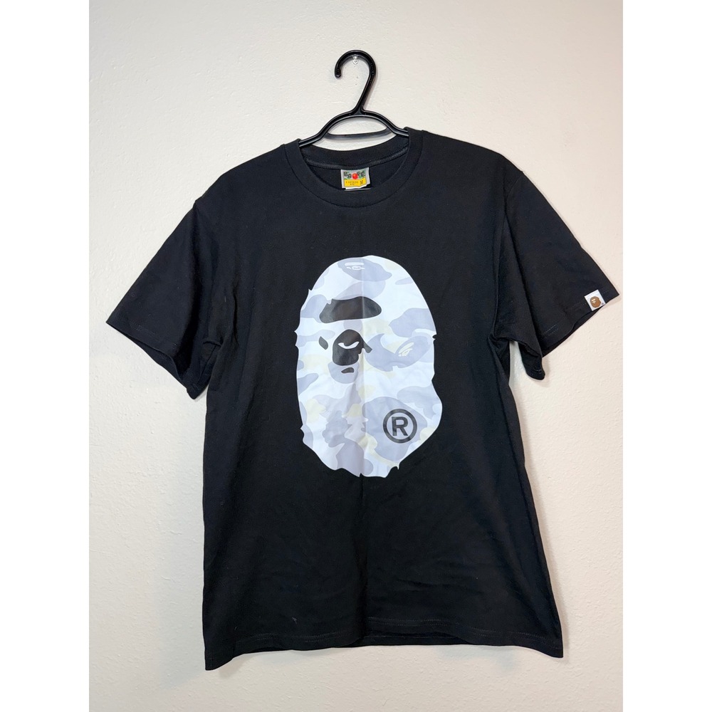 A Bathing Ape BAPE Big Ape Head Camo Logo T-Shirt Black Mens Medium